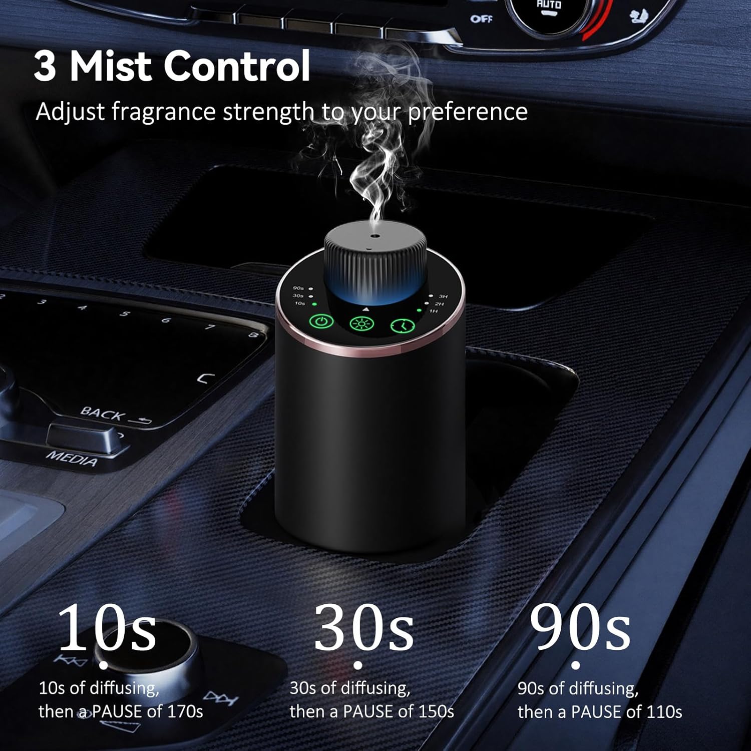 Waterless Essential Oil Diffuser Aromatherapy Scent Diffusers for Home Large Room, Bedroom, Car, Office, Desk, Battery Operated Mini Portable Air Freshener, 3 Countdown Timers & 3 Mist Levels - Image 4