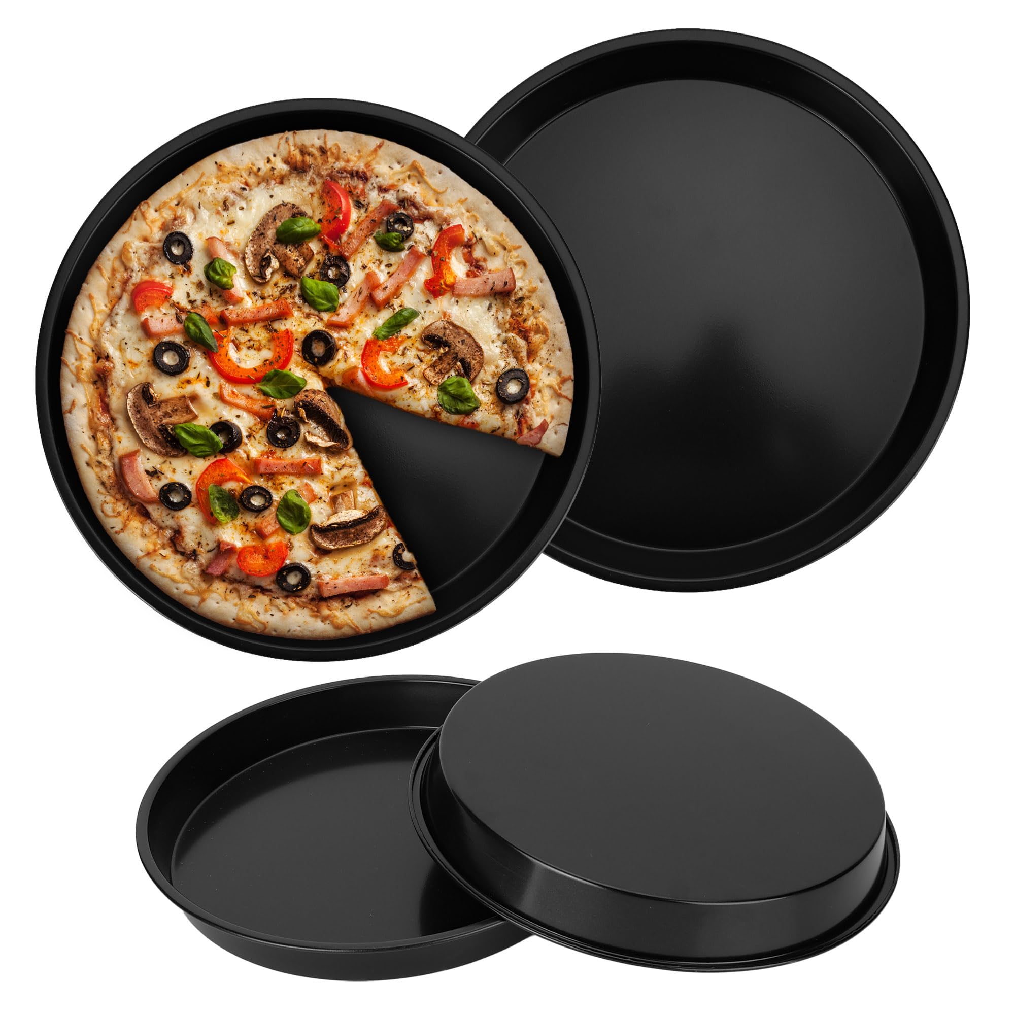WENLISELL 4 PCS Pizza Baking Tray Non Stick, Round Pizza Pan 10 inch