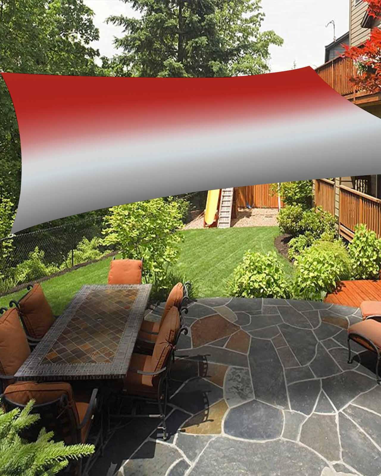 Sun Shade Sails Canopy 12x16 FT, Red Gray Gradient Abstract Texture UV Protection Outdoor Shade Canopy, Rust Resistant Tear Patio Sail Shade for Sunshade Outdoor Patio Backyard Garden