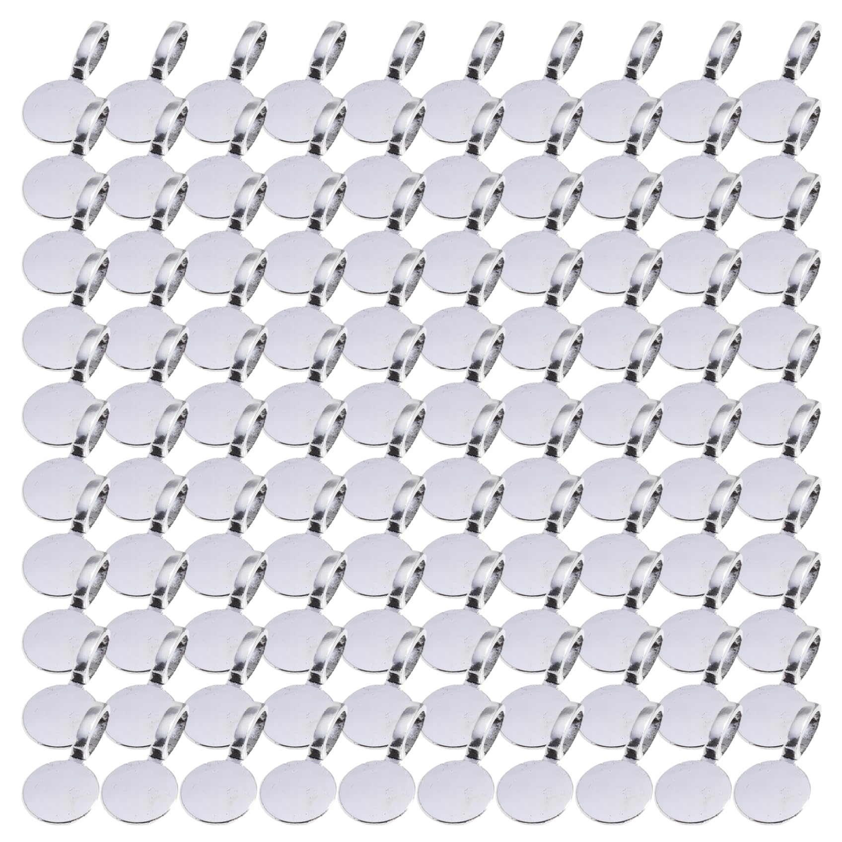 100PCS Bails for Jewelry Making Alloy Silver DIY Glue on Jewelry Bails for Pendants &1