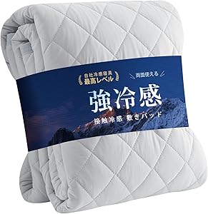 Atokazo 強冷感 敷きパッド シングル リバーシブル 夏用 Q-MAX0.55【ひんやりの最高峰】ひんやり敷きパッド 接触冷感 冷感シーツ 冷感敷パッド 冷たい敷パット 洗える 抗菌防臭 ほこりが出にくい 吸湿速乾 テイジン中綿 オールシーズンで使える 涼しい ベッドパッド クールパッド 極眠(100X200cm,ライトグレー)