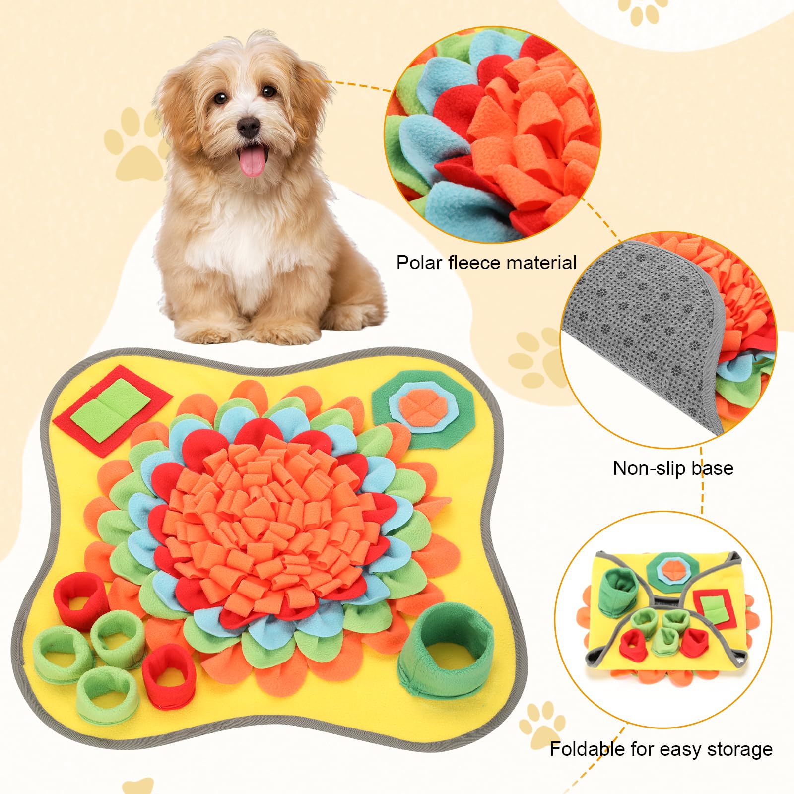 Cozary Tappeto Olfattivo Cane 50x50 cm – Tappetino Olfattivo, Gioco Interattivo Cane, Giochi Olfattivi, Antiscivolo, Lavabile, per Taglie Piccole e Medie