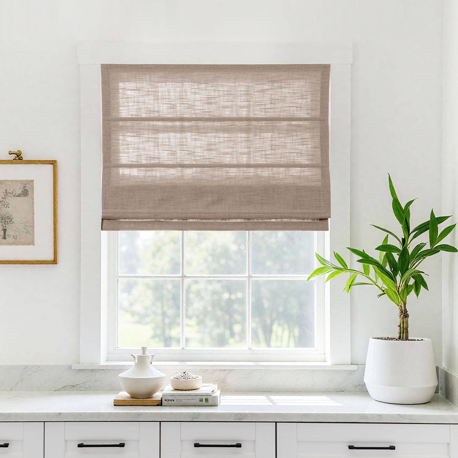 Amazon.com: TWOPAGES Linen Roman Shades for Windows Custom