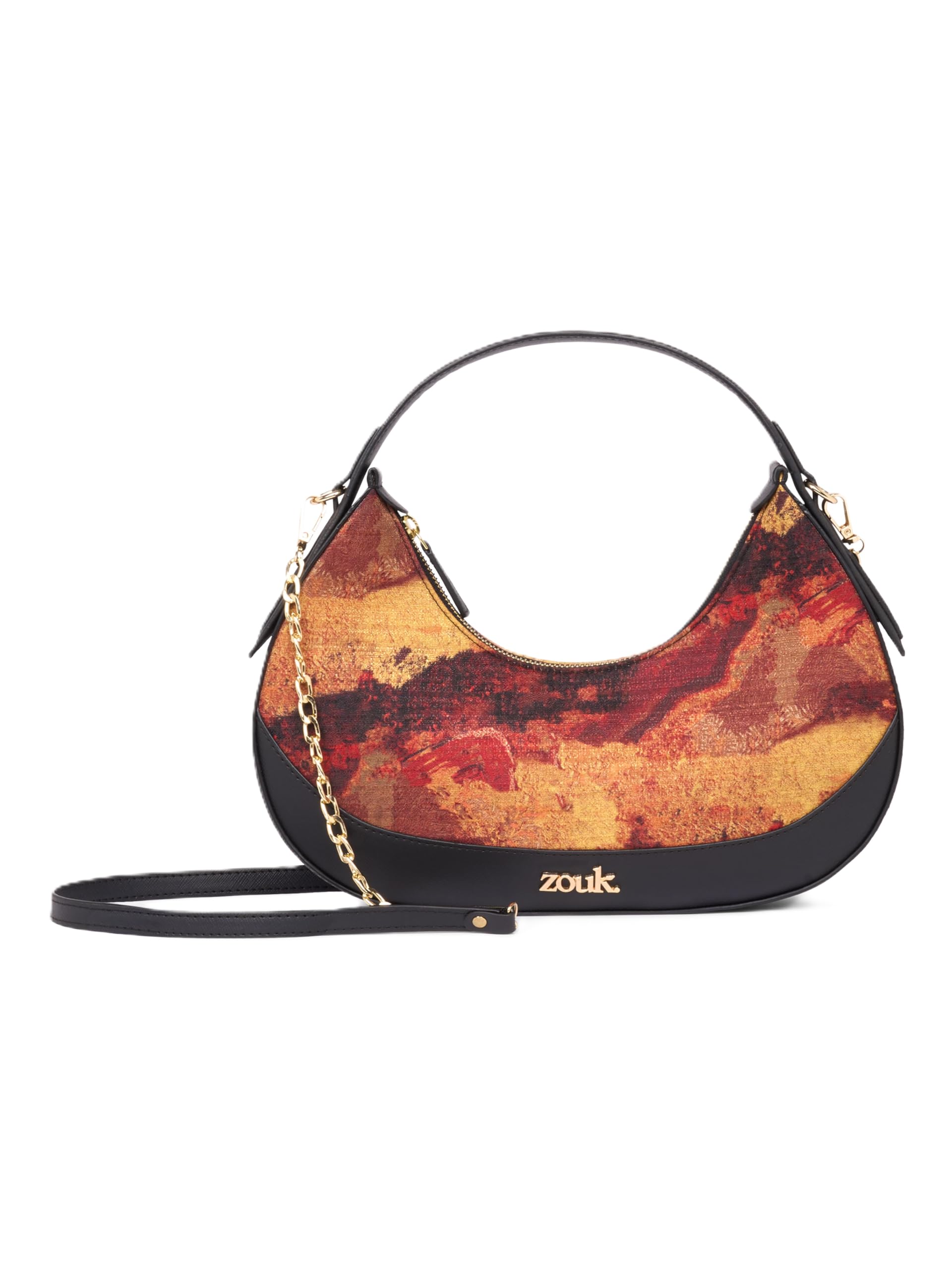 zouk Women's Vanya Baguette | Crossbody Vegan Leather Sling Bag | Detachable Strap-picture-21