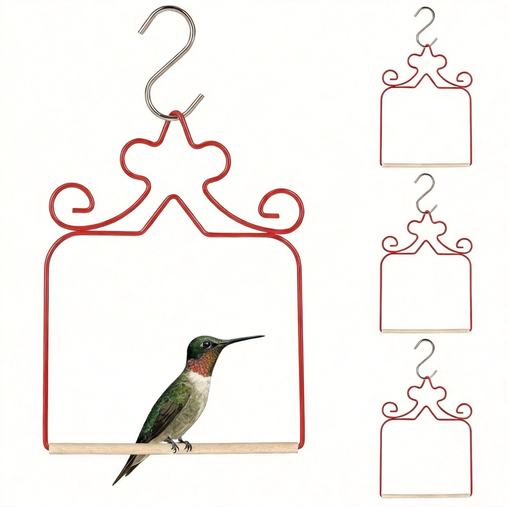 Photo 1 of 4-Pack Metal Hummingbird Swings Red