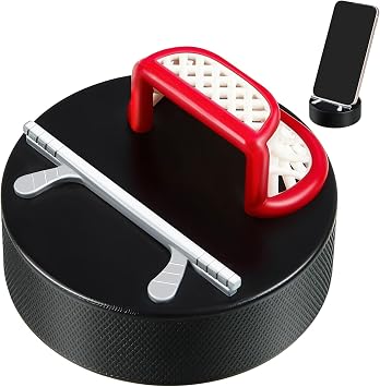 Copkim 1 Pcs Hockey Gifts Original Indestructible Hockey Pucks Cell Phone Stand Universal Smartphone Holder Compatible with Most Mobile Phones for Sport Lovers Fans Family Friends Birthday