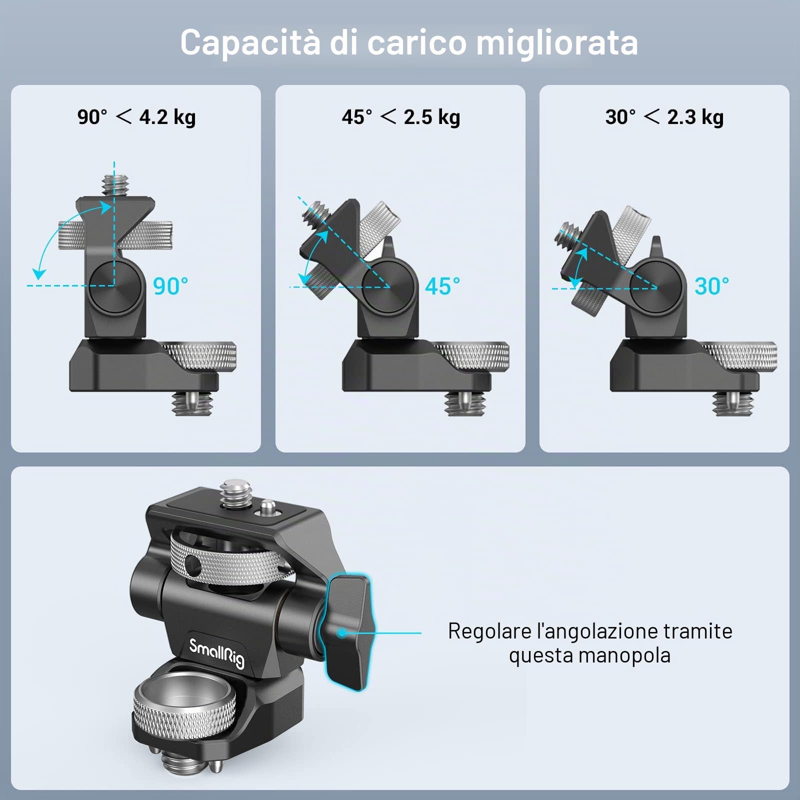 (Aggiornato) SMALLRIG ARRI-Style Supporto per Monitor da Campo da 5" e 7" con Rotazione a 360° e Inclinazione di 180° Supporto Anti-Torsione - 2903B