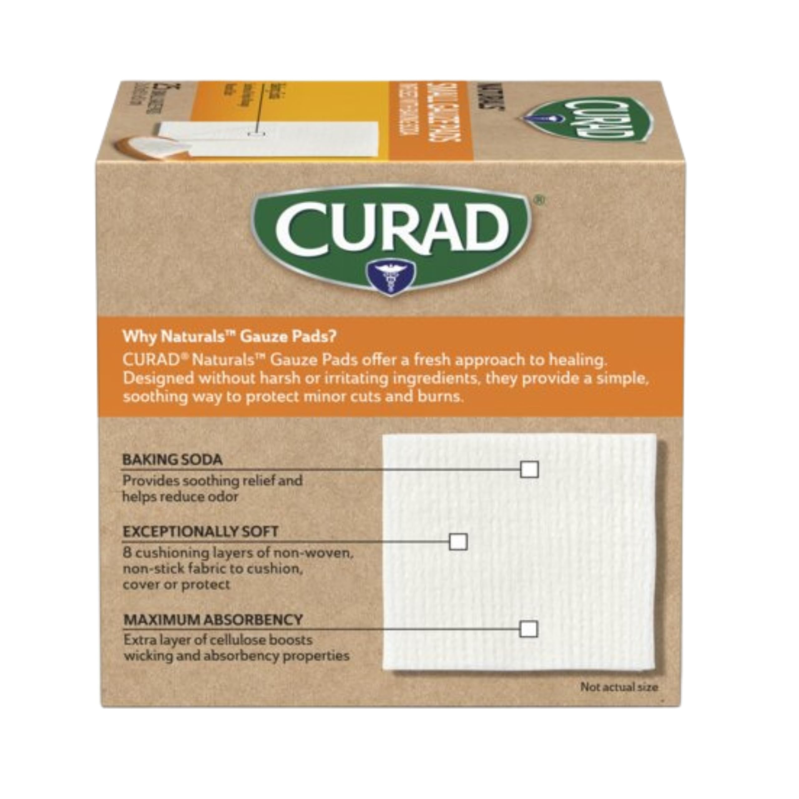 CURAD® Naturals™ Small Gauze Pads with Baking Soda, 2 in x 2 in, 75 Count — Amazon image 4