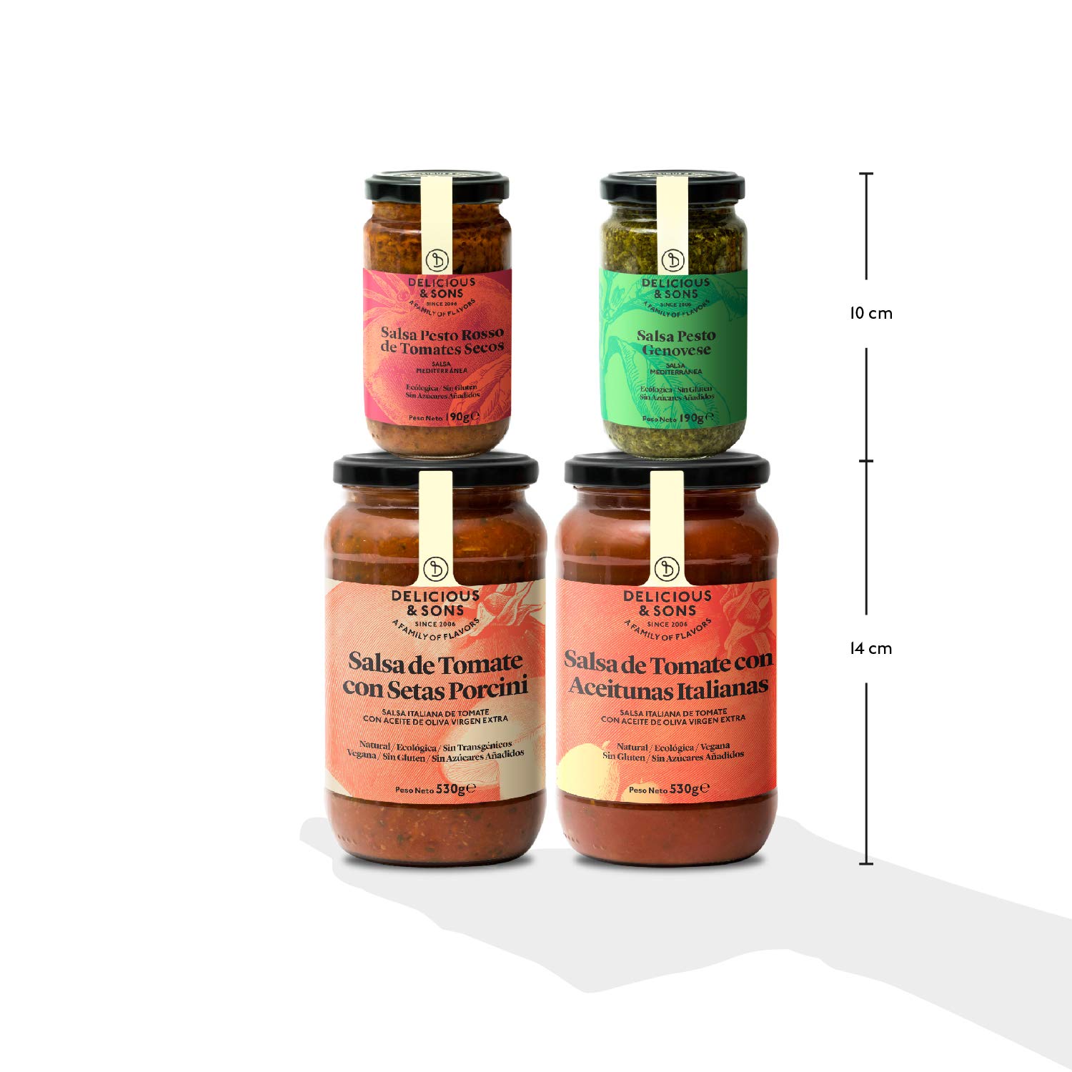 Delicious & Sons Pack de Salsas Italianas - Ecológicas - Sin Transgénicos - Sin Gluten (Pack de 4)