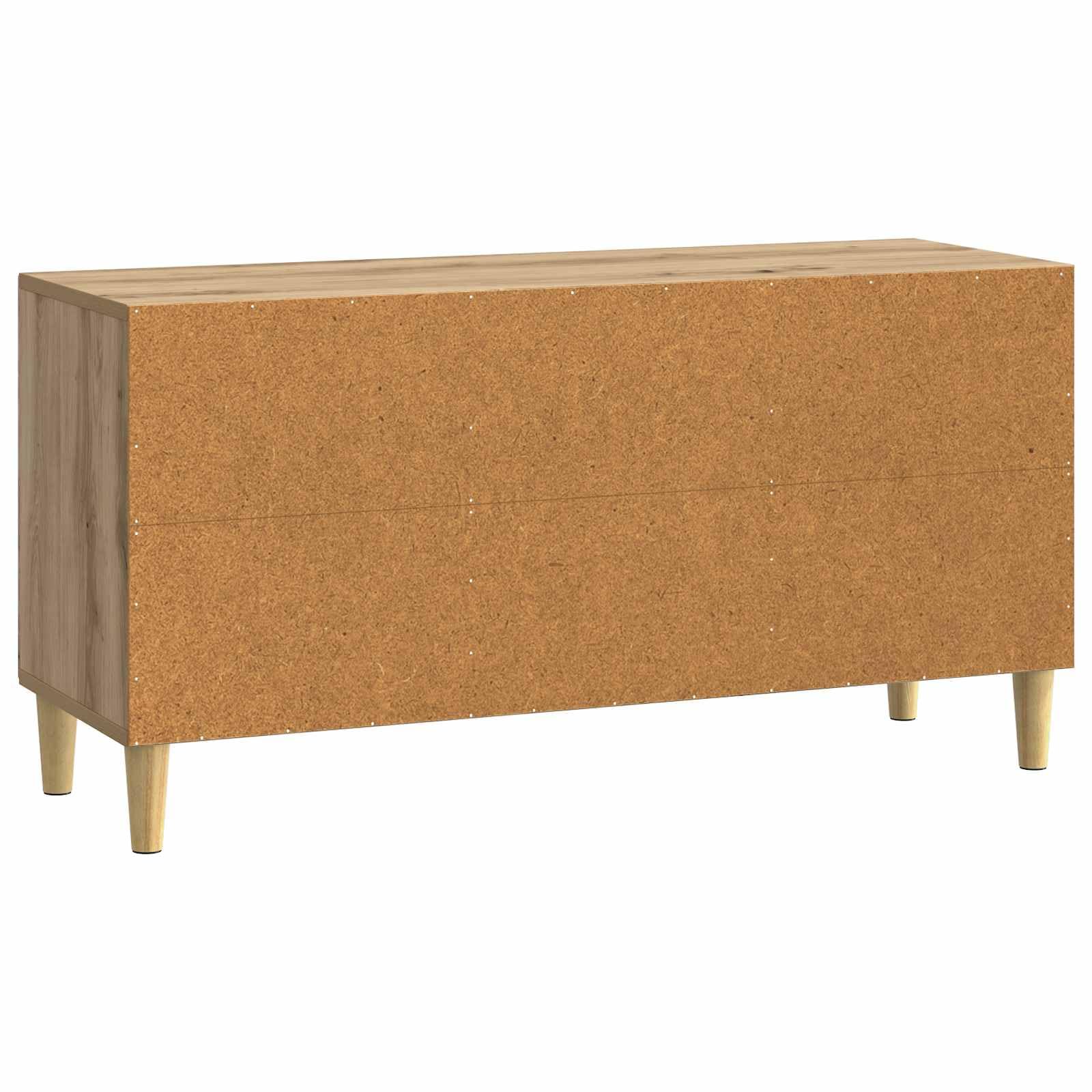 Mobile TV basso in rovere Artisan, 99 x 34,5 x 50 cm, mobile TV vintage con 3 ante e gambe coniche, unità multimediale stabile, credenza per soggiorno