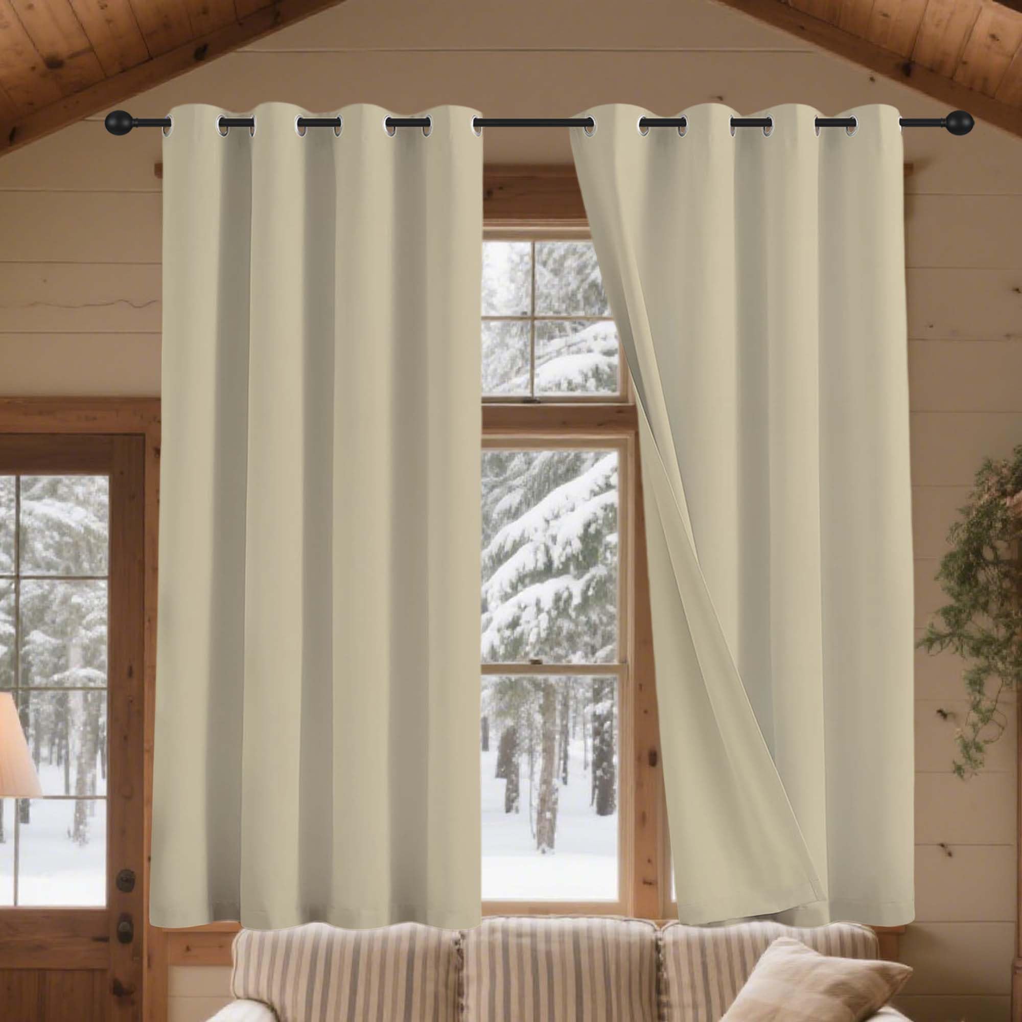 Rideaux occultant 200 x 130 cm isolant thermique anti froid et chaleur à oeillets