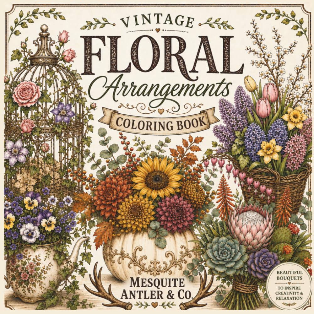 Vintage Floral Arrangement Coloring Book: Beautiful Floral Arrangements for Stress Relief and Relaxation
