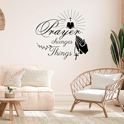Miniatura 7 de Adhesivo decorativo de pared con versículos bíblicos, vinilo de oración cambia cosa, citas inspiradoras, calcomanías de pared para sala de estar y