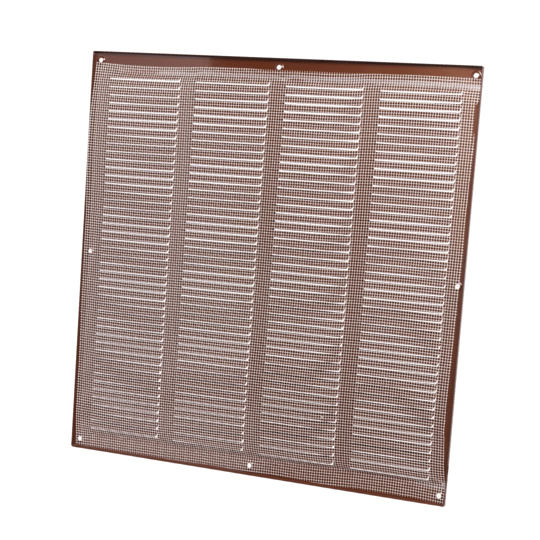 Griglia Di Ventilazione In Metallo 500x500 Mm Con Rete Antinsetti - Per Interni/Esterni, Montaggio A Incastro, Colore Marrone