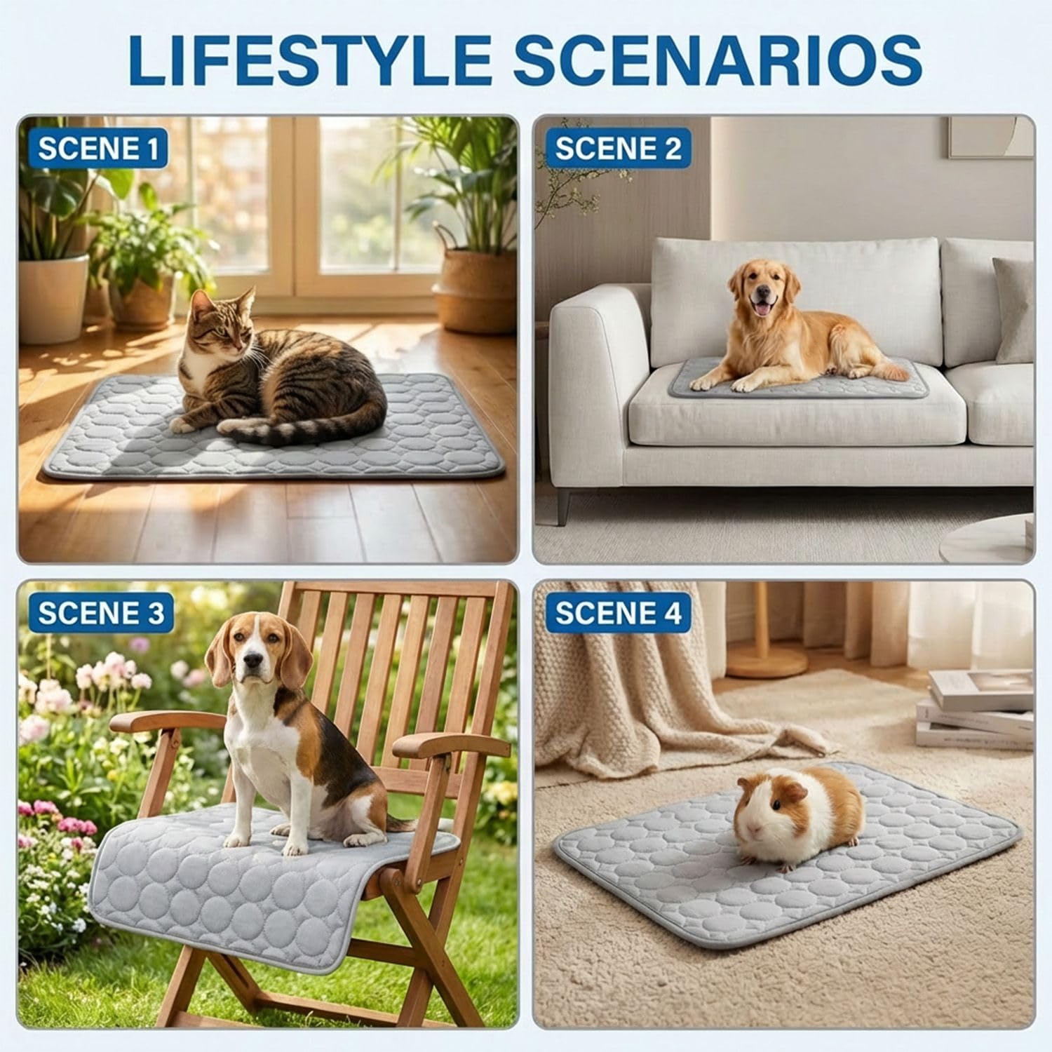 Kühlmatte für Hunde & Katzen, SelbstKühlende Hundematte & Kühlkissen Waschbar für Zuhause, Auto & Reise - Kühldecke für Haustiere wie Katzen (100x70cm)