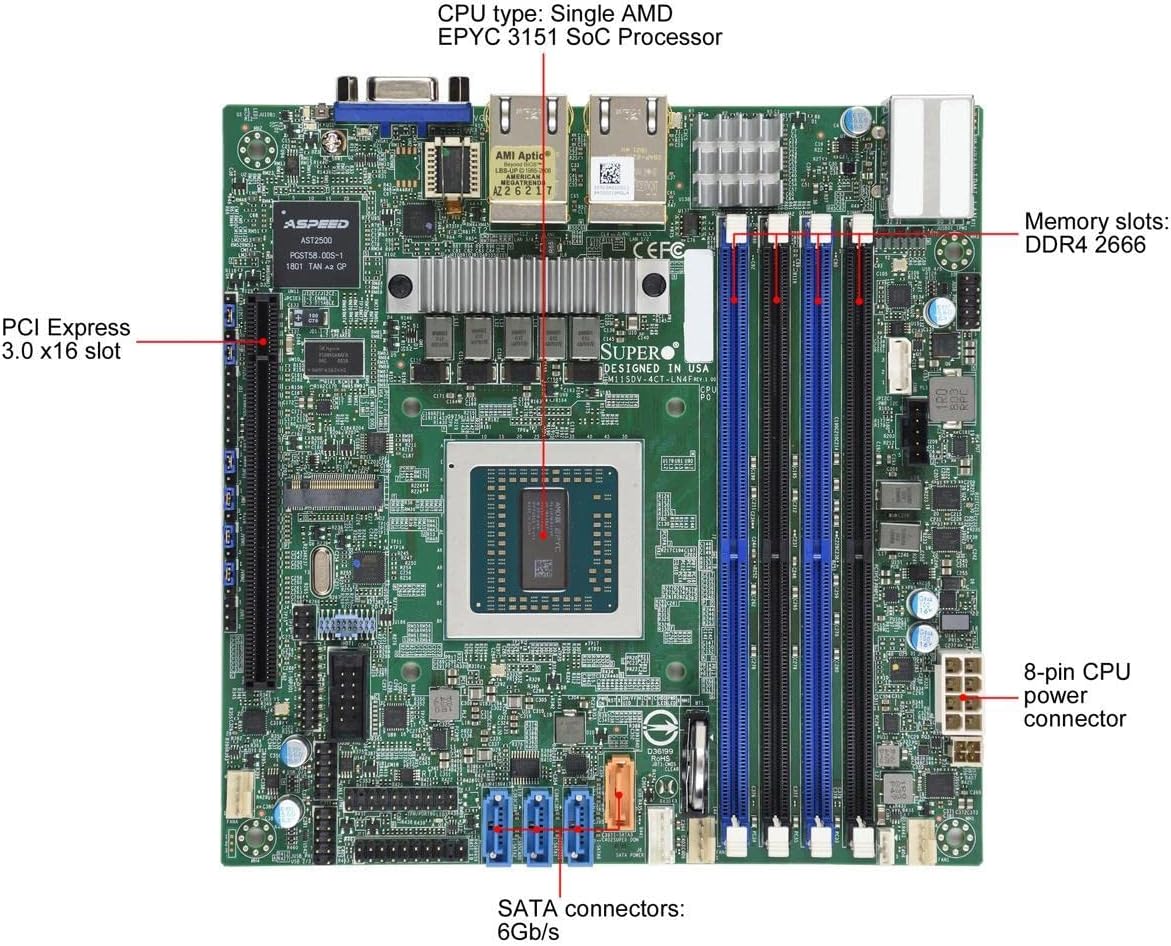 Supermicro 237874 Mb Mbd-m11sdv-4c-ln4f-o Amd Epyc3151 Soc Max512gb Ddr4 Mini-itx Rtl