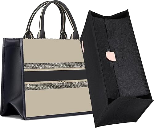 Doxo Organizador de bolso, organizador de bolsa de fieltro con cremallera, perfecto para Lv Onthego GM 40 y D Book Tote grande (negro con cubierta)