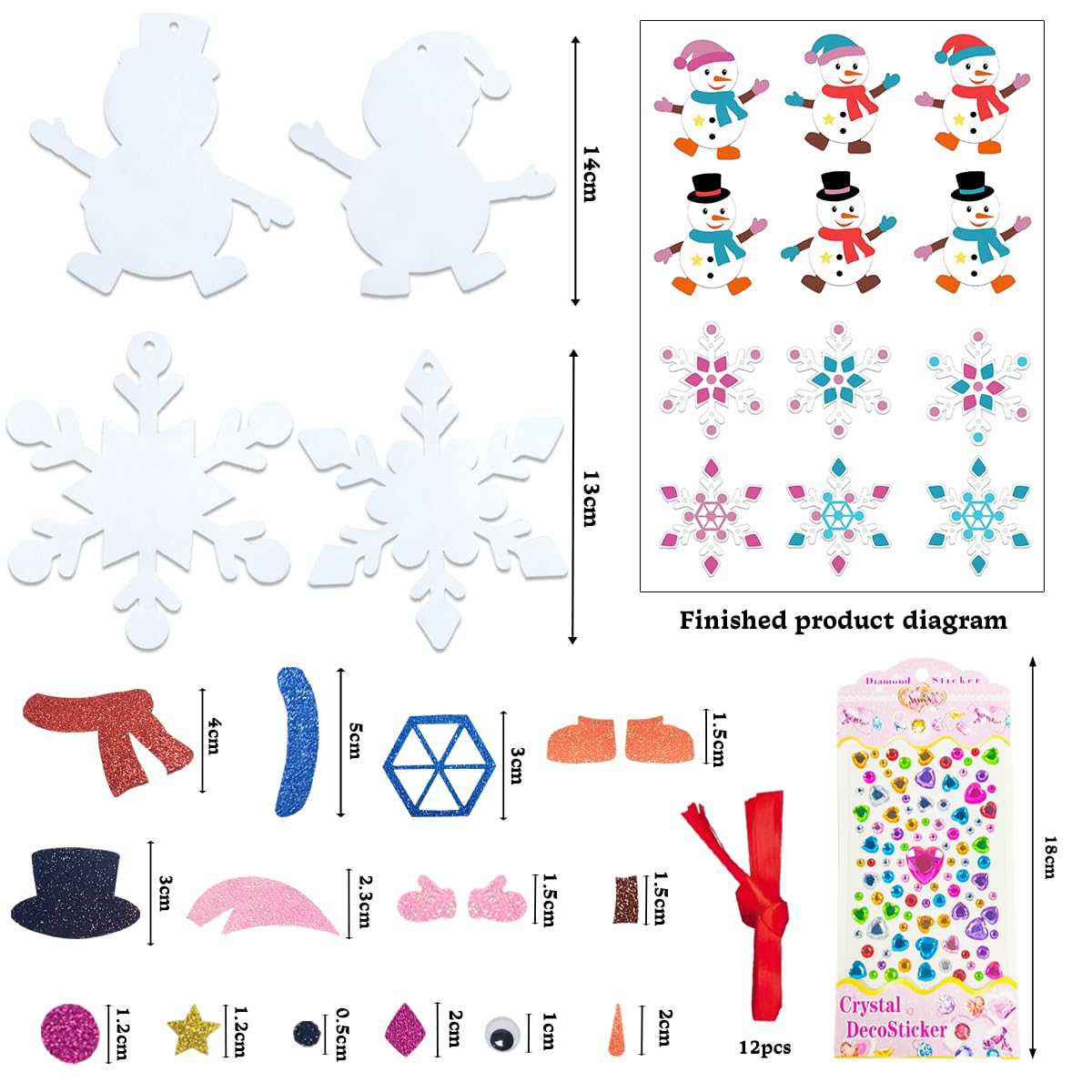 YUEJIDZ – Kit De Bonhomme De Neige En Pâte à Modeler – 12 Sets – 136 Accessoires – Noël – Activité Créative Pour Enfants – Dès 3 Ans