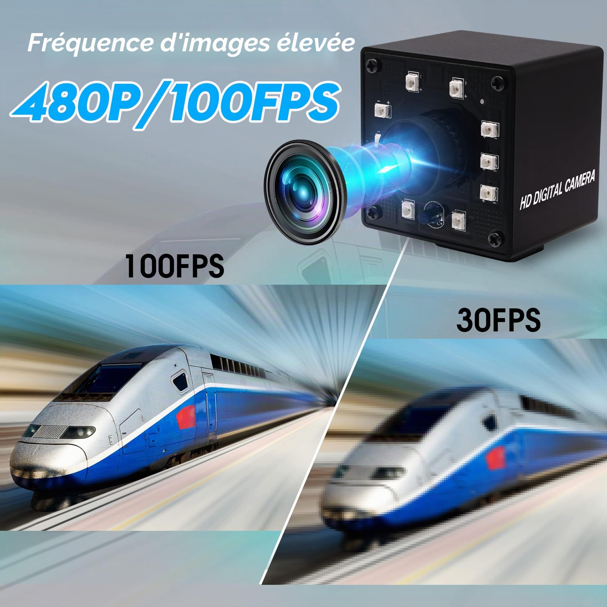 ELP Caméra USB 1080P Grand Angle 170 Degrés Fisheye Full HD Vision Nocturne Infrarouge 100/60 FPS Avec IR Cut