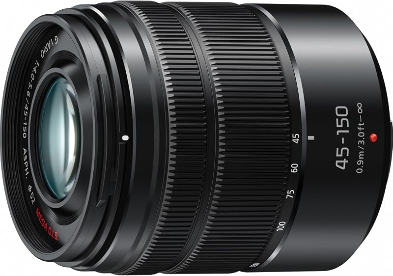 Panasonic LUMIX G Vario 45-150 mm F4.0-5.6 ASPH Lente de cámara sin espejo con estabilizador óptico, montura Micro Cuatro Tercios, H-FS45150AK (negro EE. UU.) | Estabilizador Óptico, Montaje Micro Cuatro Tercios, H-FS45150AK