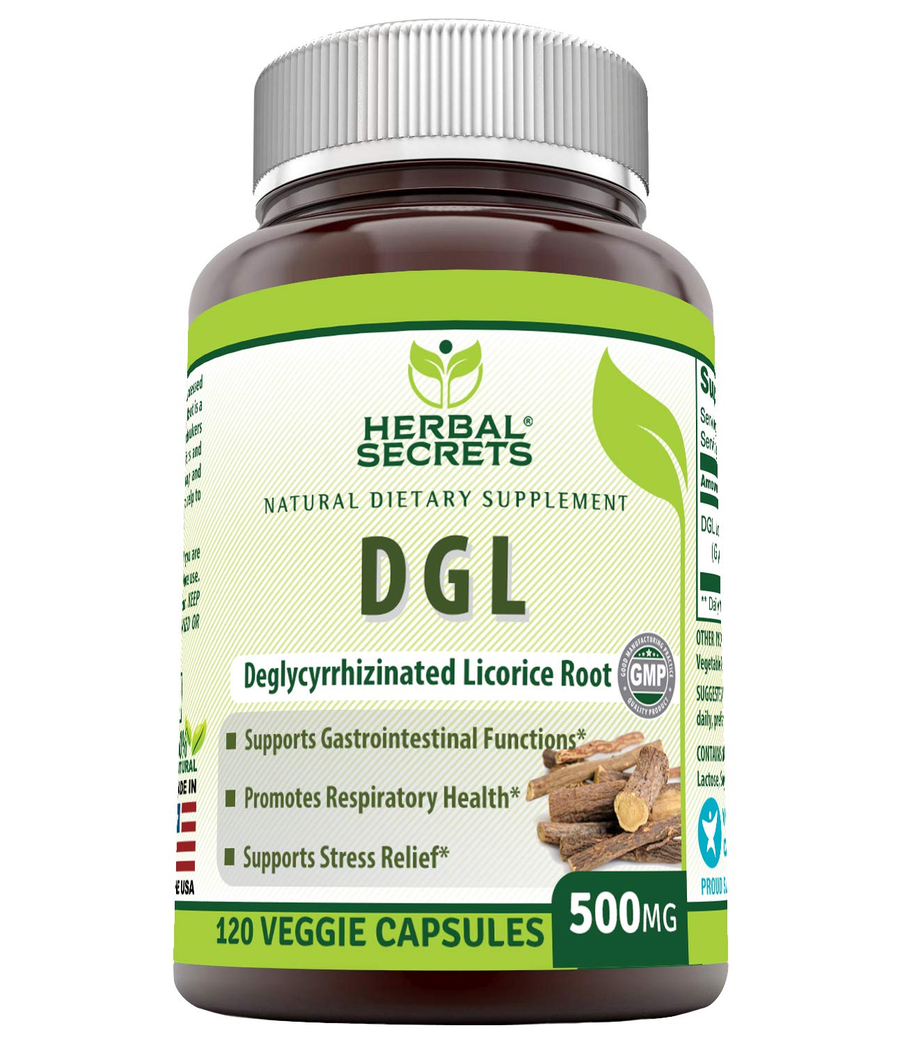 Herbal Secrets Deglycyrrhizinated licorice root 500 mg 120 veggie capsules Health