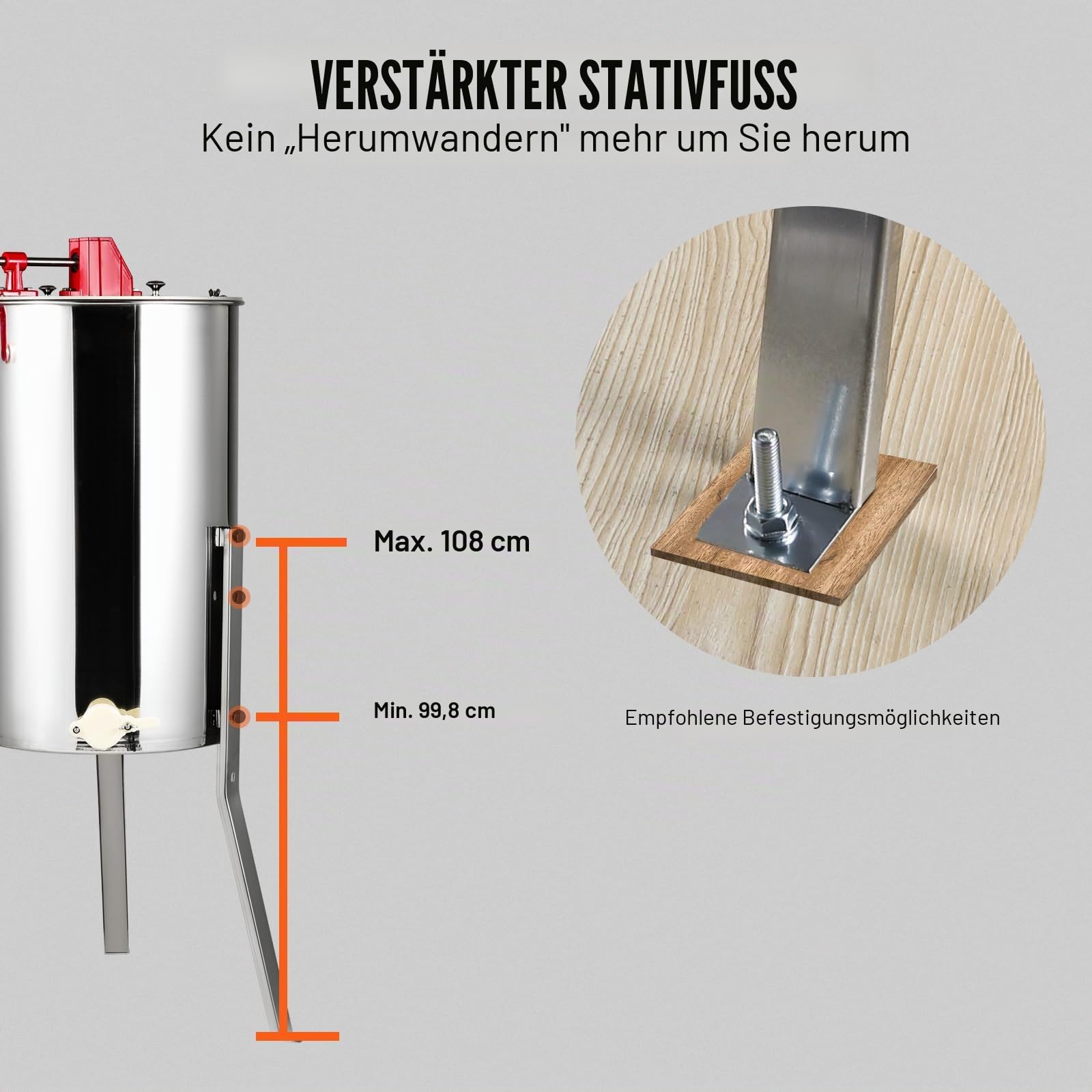 VEVOR Honigschleuder Manuell Tangentialschleuder 2/4 Rahmen Honigextractor aus Rostfreiem Stahl 48x23cm Wabengröße(Tief) 48x16cm Wabengröße(Mittel) 45mm Honigschleuse Ideal für Hobby-und Profi-Imker