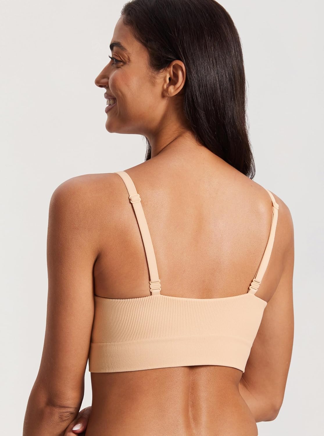 DOBREVA Women's Ribbed Wireless Push Up Bra No Underwire Supportive Padded Longline Bralette - Image 5