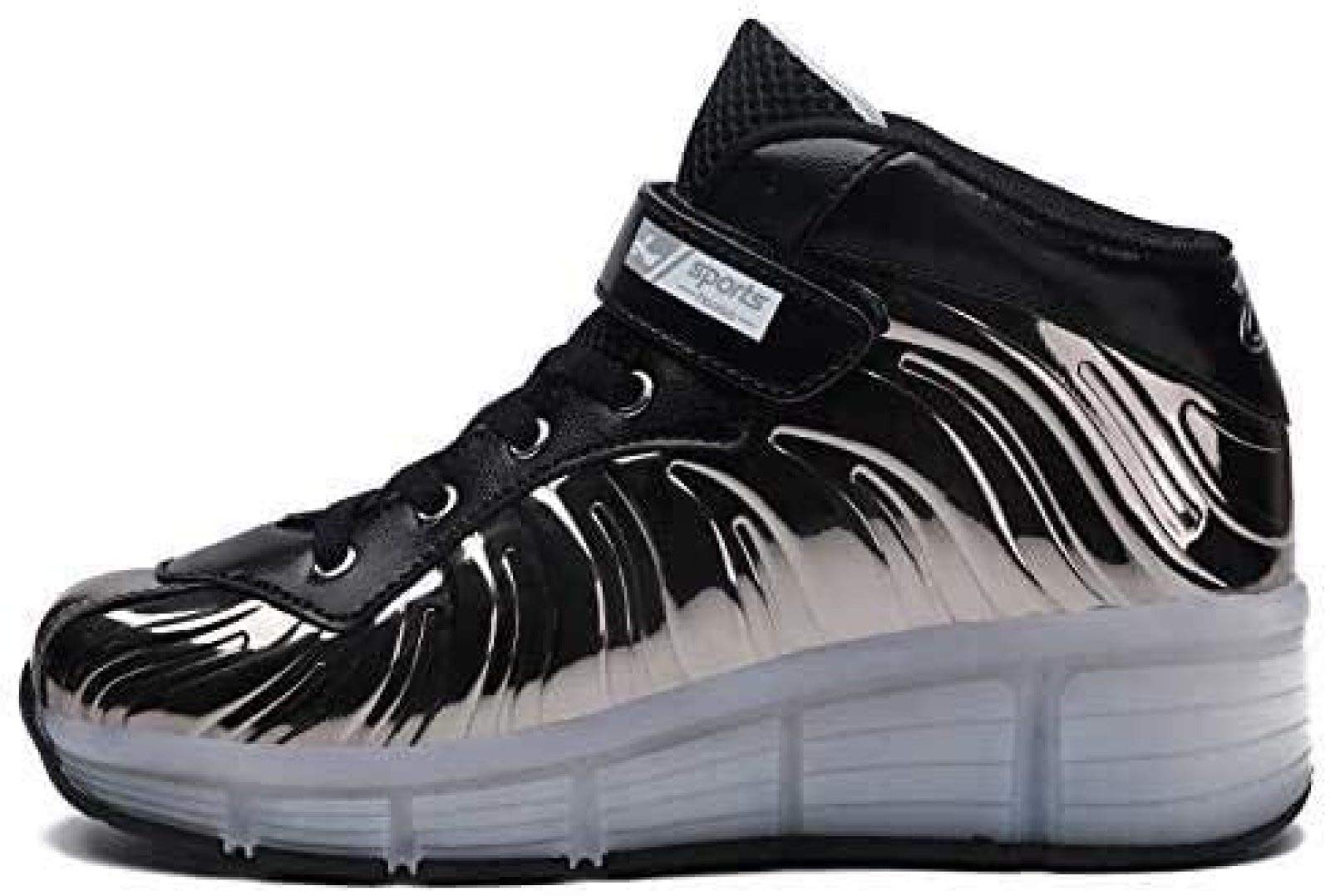 LED Chaussures De Patin à roulettes avec Double Roues Chaussures De Skateboard LED Chaussures à roulettes Enfants Garçons Filles Gymnastique en Plein Air Mode Sneaker Technique,Black-42 EU