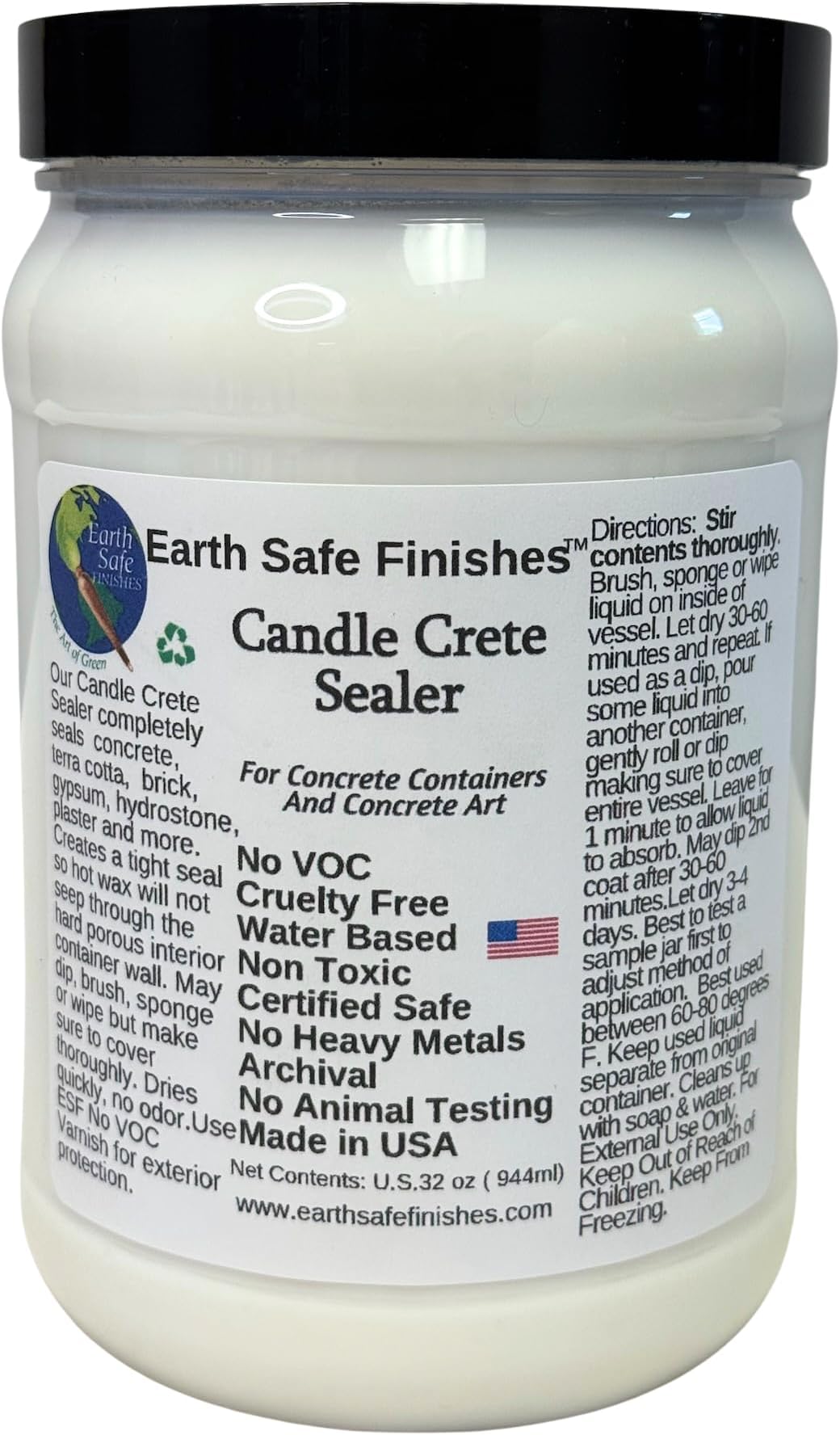 Earth Safe Finishes Candle Crete Concrete Sealer (Clear, 32oz)