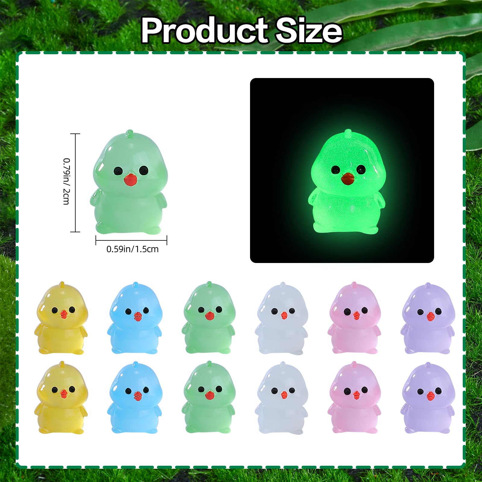 40 Mini Pulcini In Resina Che Si Illuminano Al Buio – Statuette Per Casa Delle Bambole, Giardino Fatato, Micro Paesaggi, 1.3-1.8 Cm