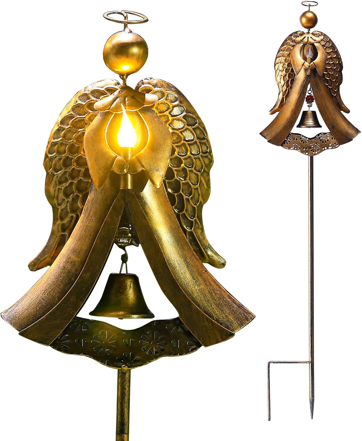 Homight Solar Metal Angel Stake Grave Decorations for Cemetery Perfect as Angel Remembrance & Sympathy cemetary Grave Decorations Gifts for Pets and Lost Love Ones (Angel Stake)