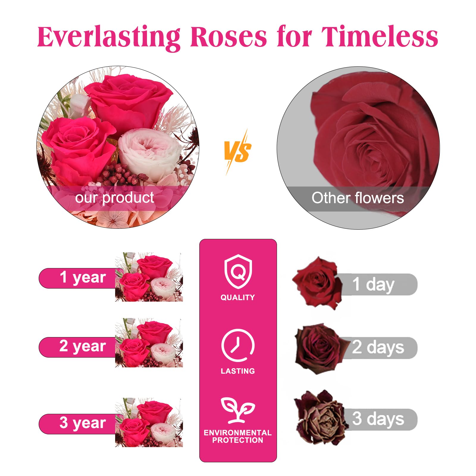 Video su Qual è Fiori eterni di Natale e Festa della Mamma con luce LED, rose preservate eterne in una cupola di vetro