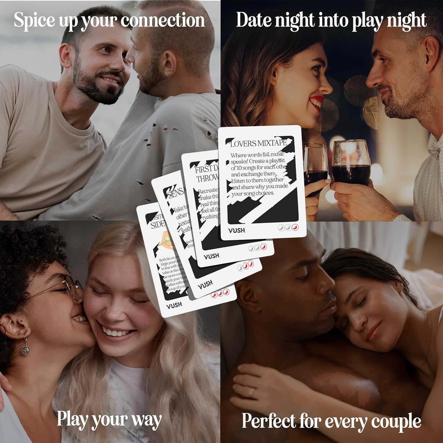 VUSH 100 Couple Games Challenge Cards with Scratch Offs – Date Night Ideas, Conversation Cards for Couples, Romantic Relationship Card Game & Cool Games for Couples