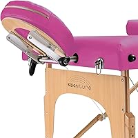 Vista 4 de Saloniture Mesa de masaje portátil profesional con respaldo - rosa intenso