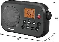 Vista 4 de Sangean PR-D12 AM/FM NOAA Weather Alert Digital Tuning Portable Radio, Black