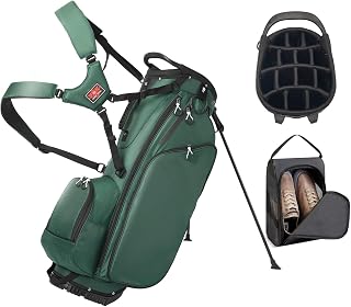 Lightweight Golf Stand Bag with 14 Way Full-Length Dividers, 7 Zippered Pockets and Rain Cover, with Handles and Dual Strap