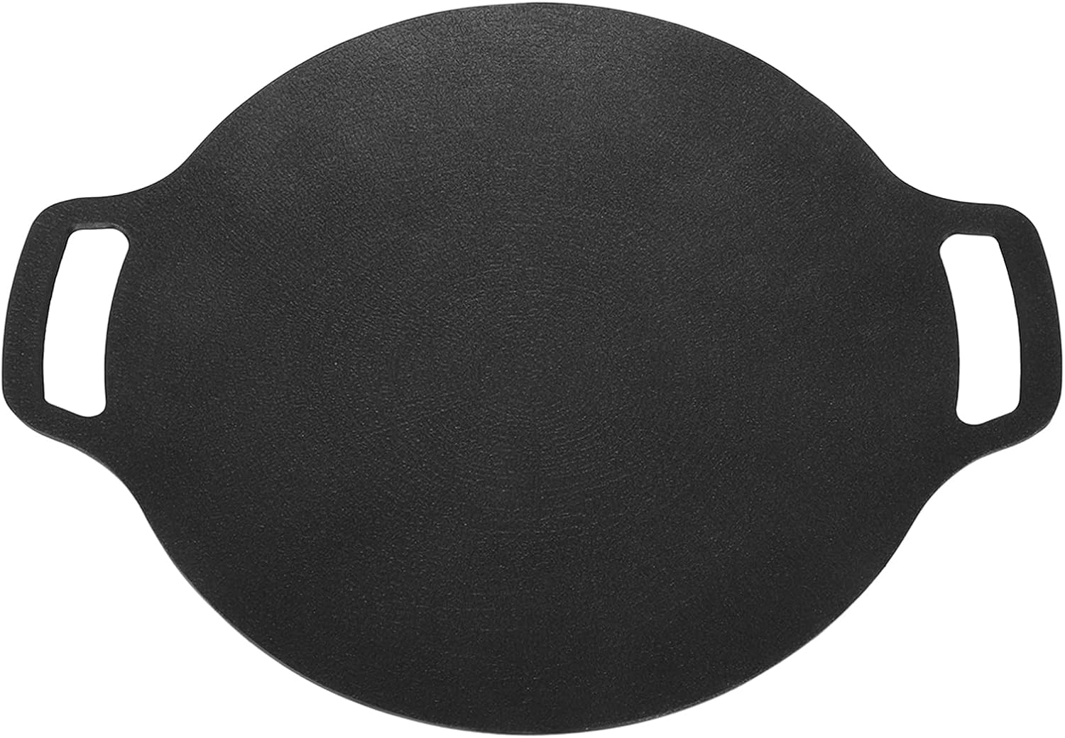 Outdoor Pan Korean BBQ Grill Round Griddle Iron Nonstick Cast Aluminum Discada Disc Camping Skillet - Fast Uniform Cooking, Dual Handles, Ideal for Samgyupsal and Tortill (36cm)