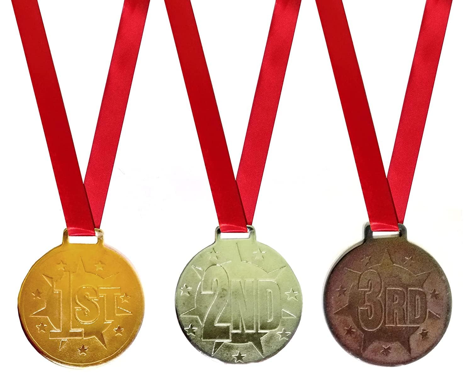 Kesora® Customized 1st, 2nd, 3rd Medal's | School Sports Competition Medal's | Medal's for All Sports | (Pack of Gold, Silver,Bronze Medal with RED Ribbon)-picture-11