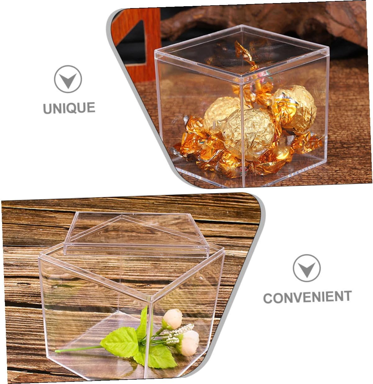 YARNOW 14pcs Mini Square Acrylic Candy Boxes with Lid 210ml Bead Storage Containers for Party Favors and Jewelry Organization