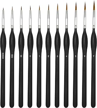 11PCS Fine Detail Paint Brushes Set, Miniature Painting Brushes Kit for Oil, Acrylic, Models,Watercolor and Gouache, Nylon Hair Paint Brush, Professional Artist Supplies with Ergonomic Handle