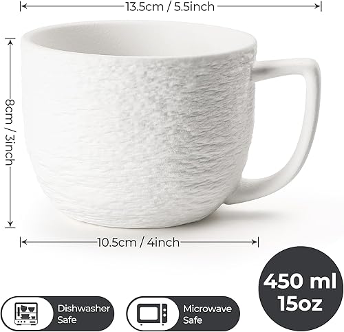 Miniatura 8 de MIAMIO Juego de 4 tazas de café de 15 onzas - Taza de cerámica para café, café con leche, capuchino y té - Colección Oasis
