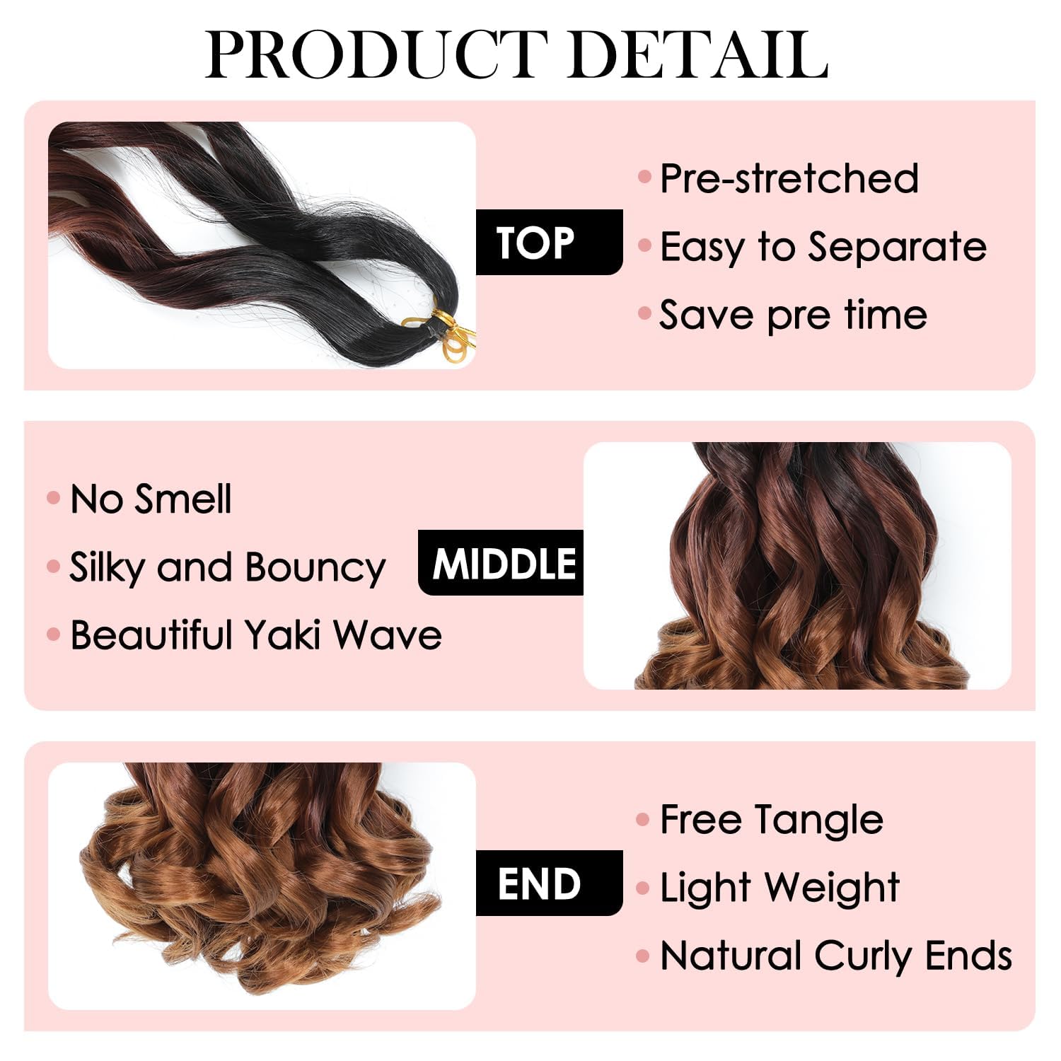 WoWCFyyds 8 Packs French Curl Braiding Hair 12 Inch Loose Wave Spiral Curly Braiding Hair Extensions 50g/Pack Soft French Curls Synthetic Hair Extensions for Braiding(1B/33/30) - Image 3