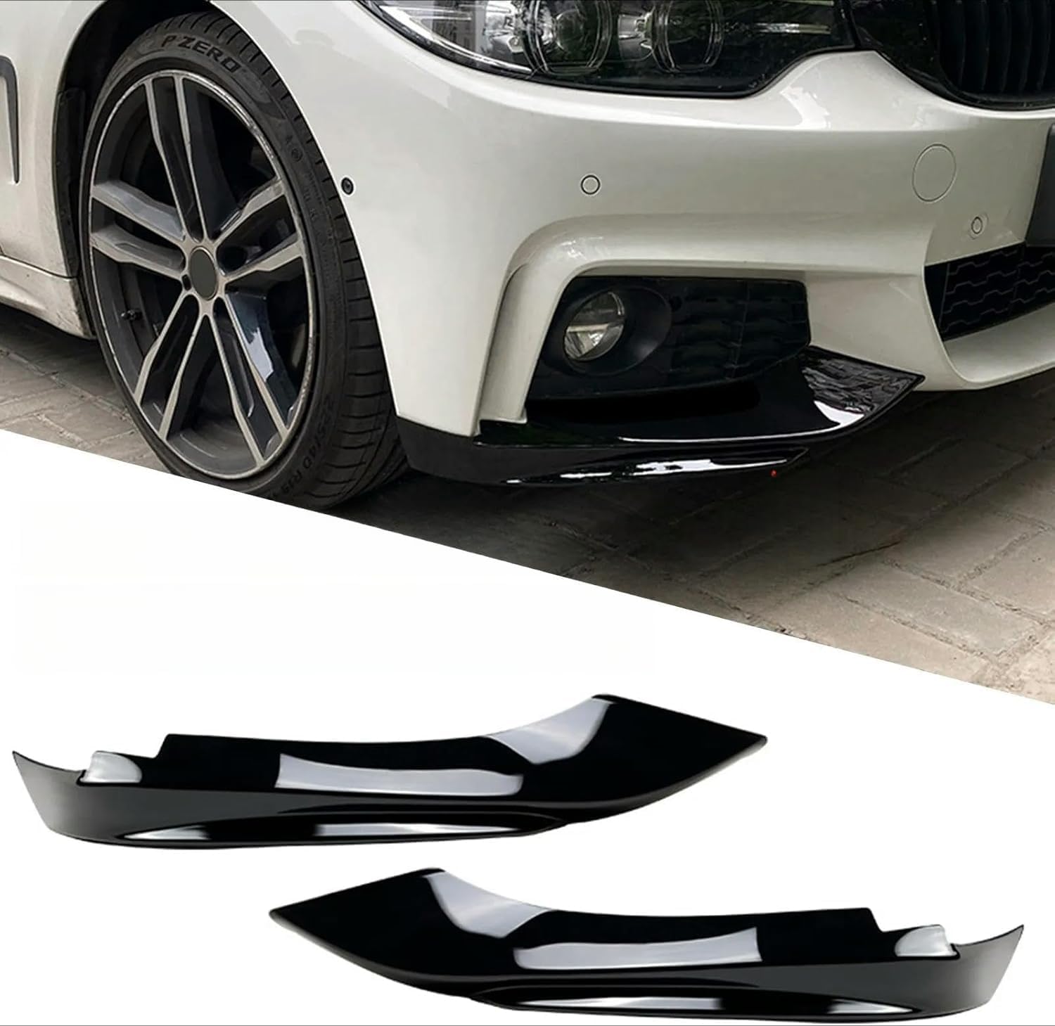 Front Bumper Side Splitter Spoiler Kit Fog Lamp Cover, Compatible for BMW 4 Series F32 F33 F36 Compatible for Sport 2013 2014 2015 2016 2017 2018 2019