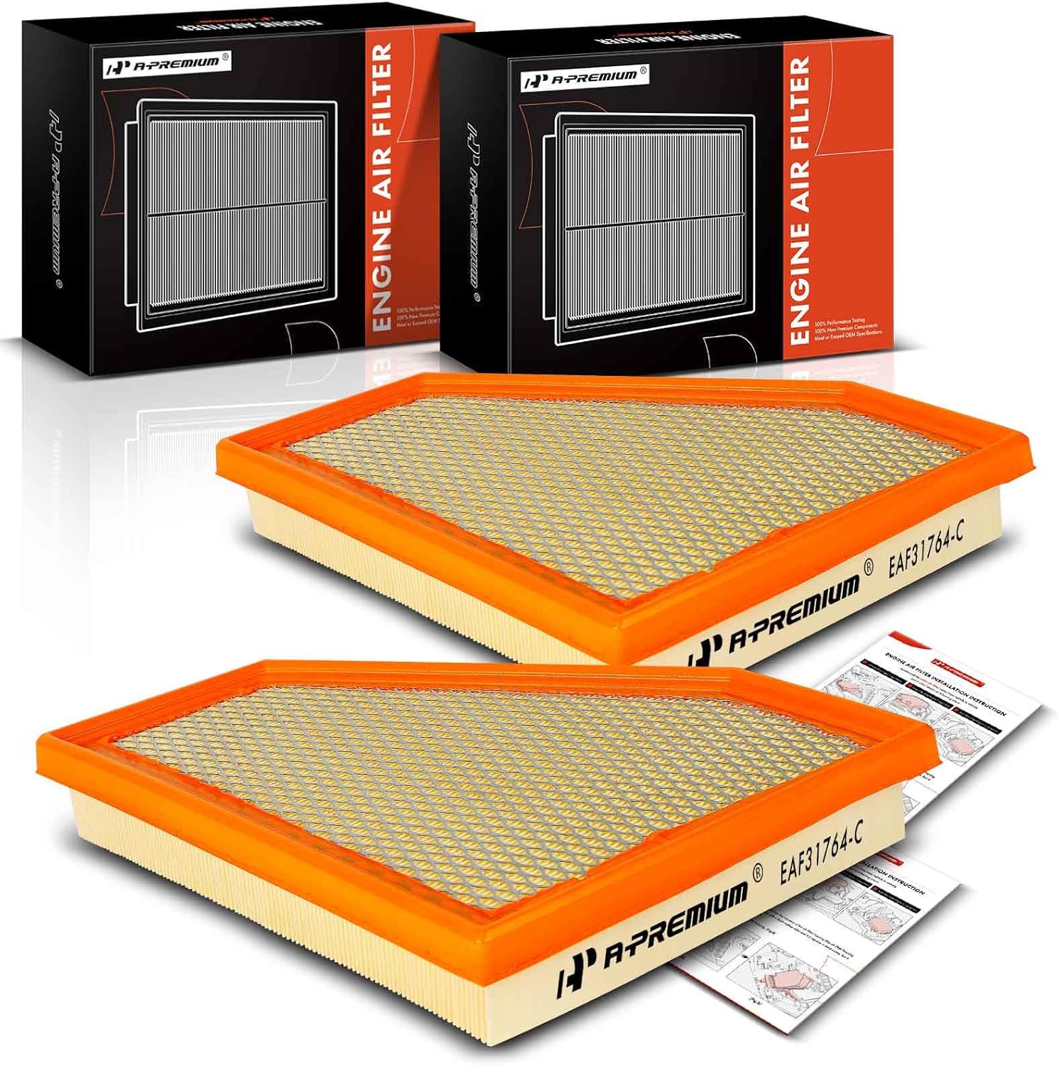 A-Premium 2-PC Engine Air Filter Compatible with Jeep WK2 Series Grand Cherokee 2022-2024, WL Series Grand Cherokee L 2021-2023, Grand Cherokee WK 2022, 3.6L, Replace# A31764