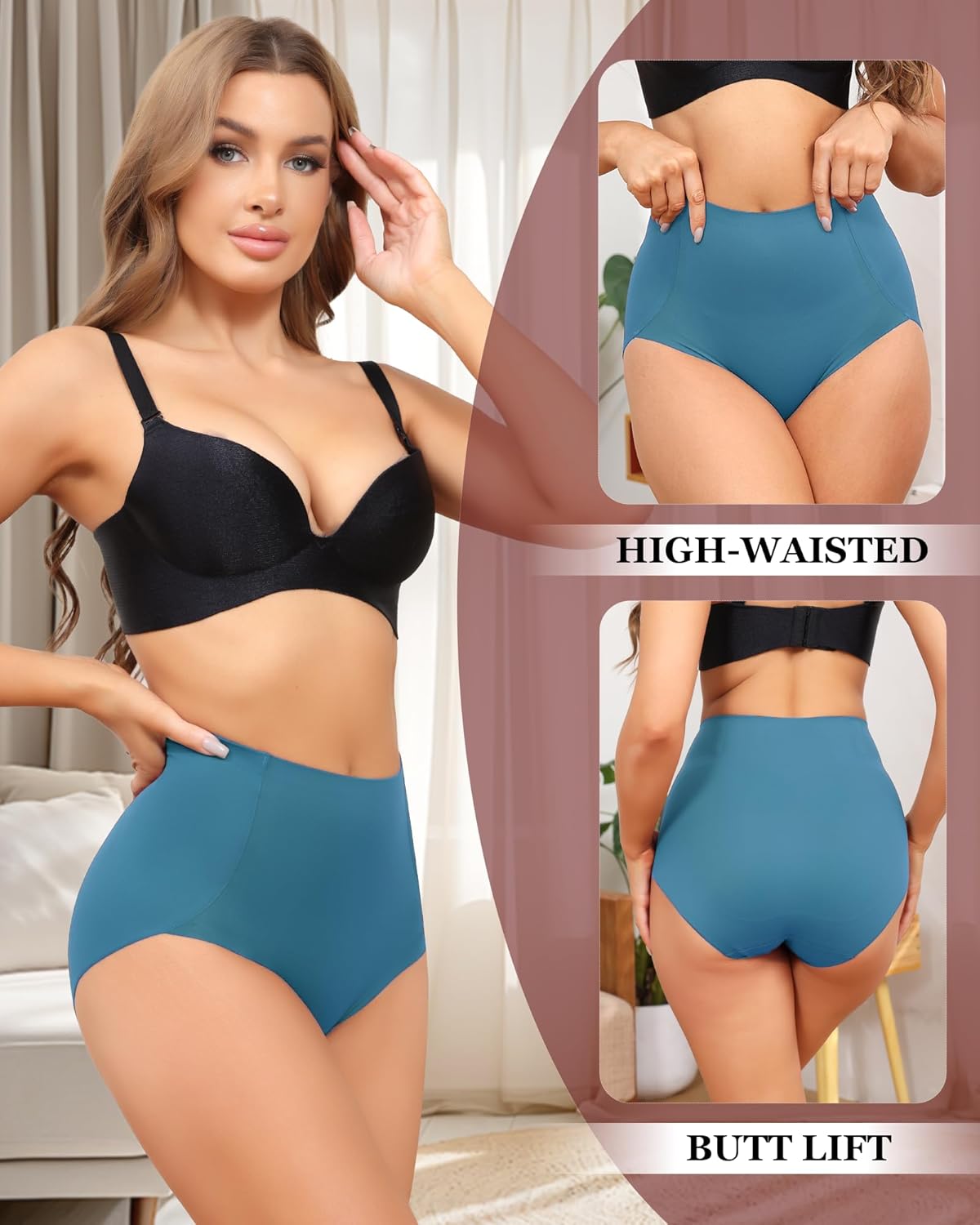 LEVAO High Waisted Seamless Underwear for Women Tummy Control Panties No Show Briefs 4 Pack - Image 2