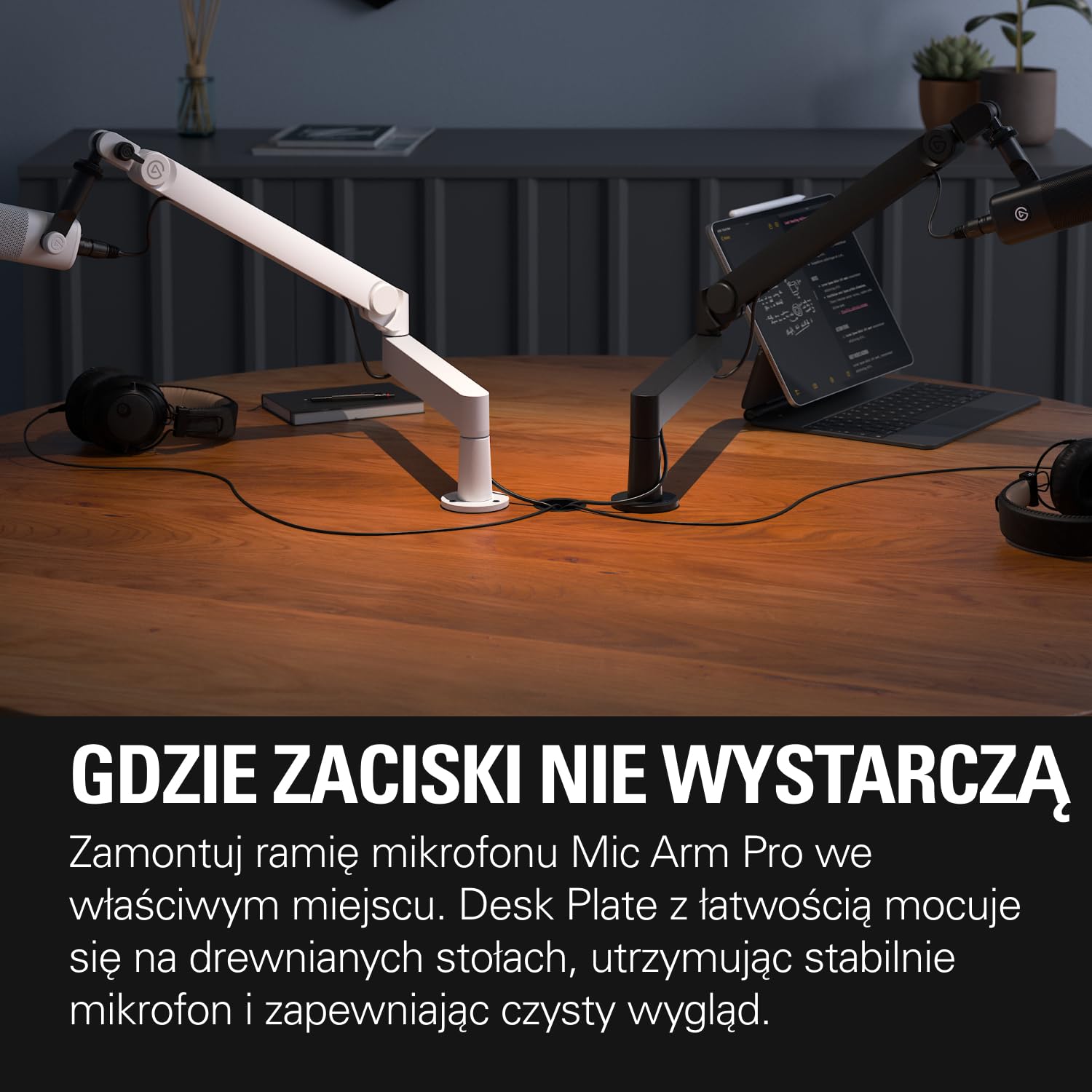 Elgato Wave Desk Plate, mocowanie kołnierzowe | Dla ramion mikrofonowych, montaż śrubowy bez zacisków, stabilne, gwint 1/4", drewniane biurka