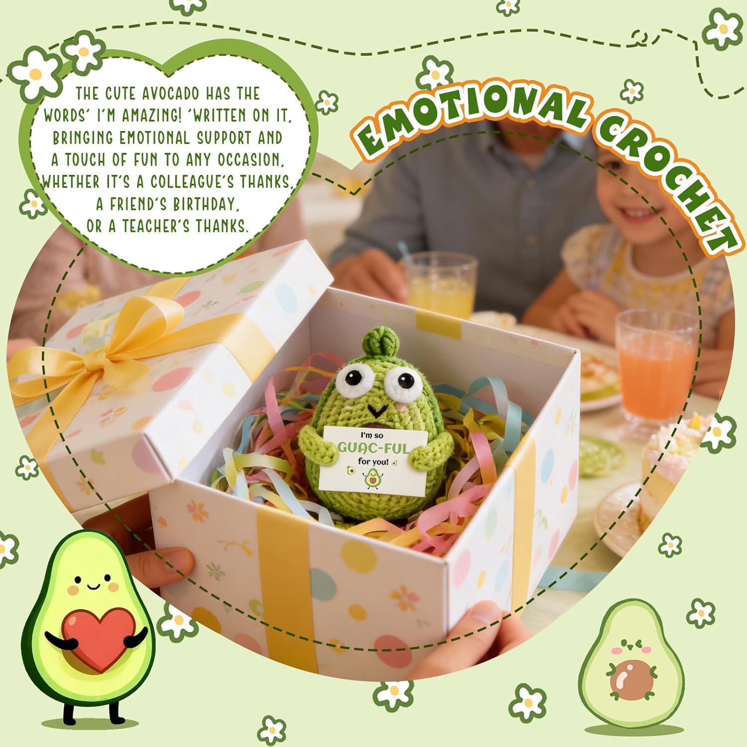 Teacher Valentine Gifts Funny Appreciation Gifts for Coworkers Farewell Emotional Crochet Support Avocado Decor Paraprofessional Appreciation Gift Teacher Sister Friend Birthday - Image 4