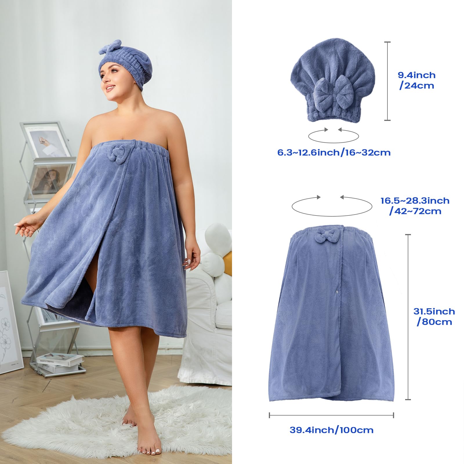 Plus Size Spa Towel Wrap - Luxurious Bath Set -4 Plus Size Spa Towel Wrap - Luxurious Bath Set -4