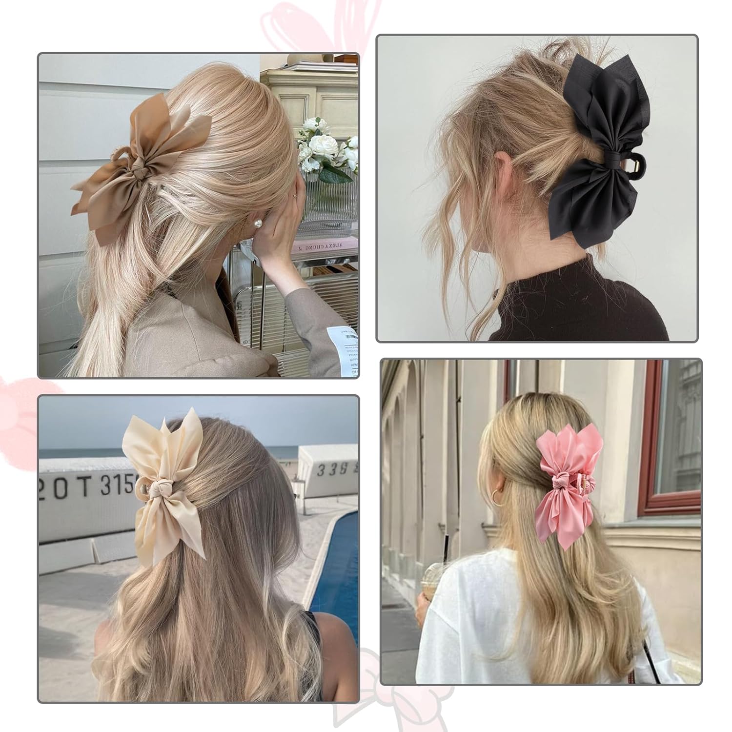 Bow Claw Clips Bow Hair Clips 4PC Big Hair Bows for Women Butterfly Styling Large Hair Clips for Thick Hair for Girls Hair Accessories for Teen - Image 2