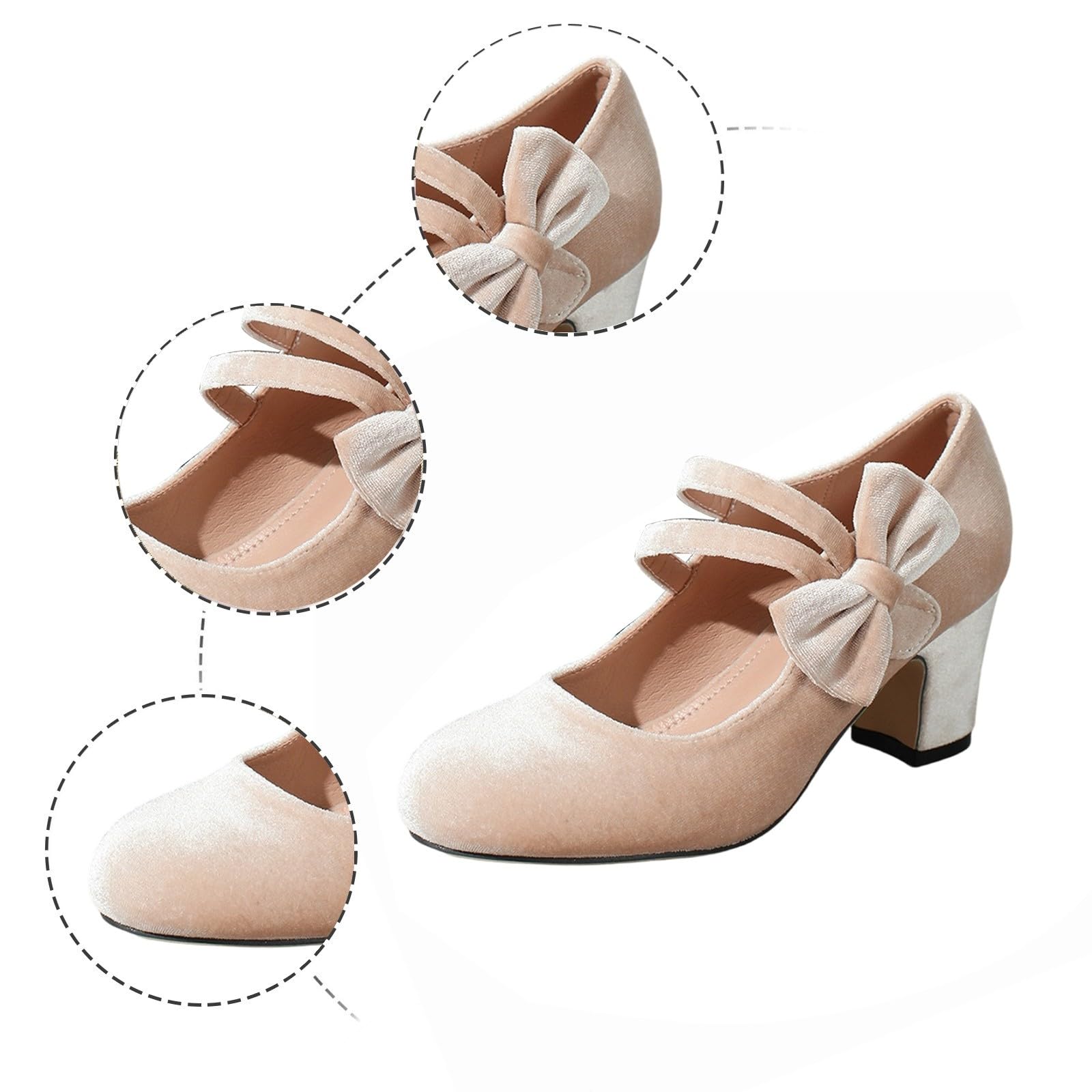 Dirndl Schuhe Zum Damen Elegant Und Bequem Weiße Mit Absatz Trachtenschuh Pumps Blockabsatz Für Hohe Peeptoes Flacher Riemchen Damen-Tanzschuhe Oktoberfest Outfit Schicke Kleid Stöckelschuhe 42